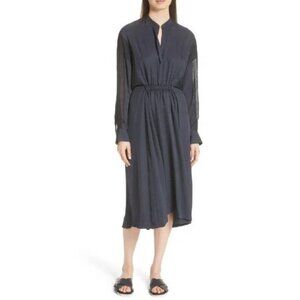 Vince. Coastal Long-Sleeve Mixed-Media Midi Dress